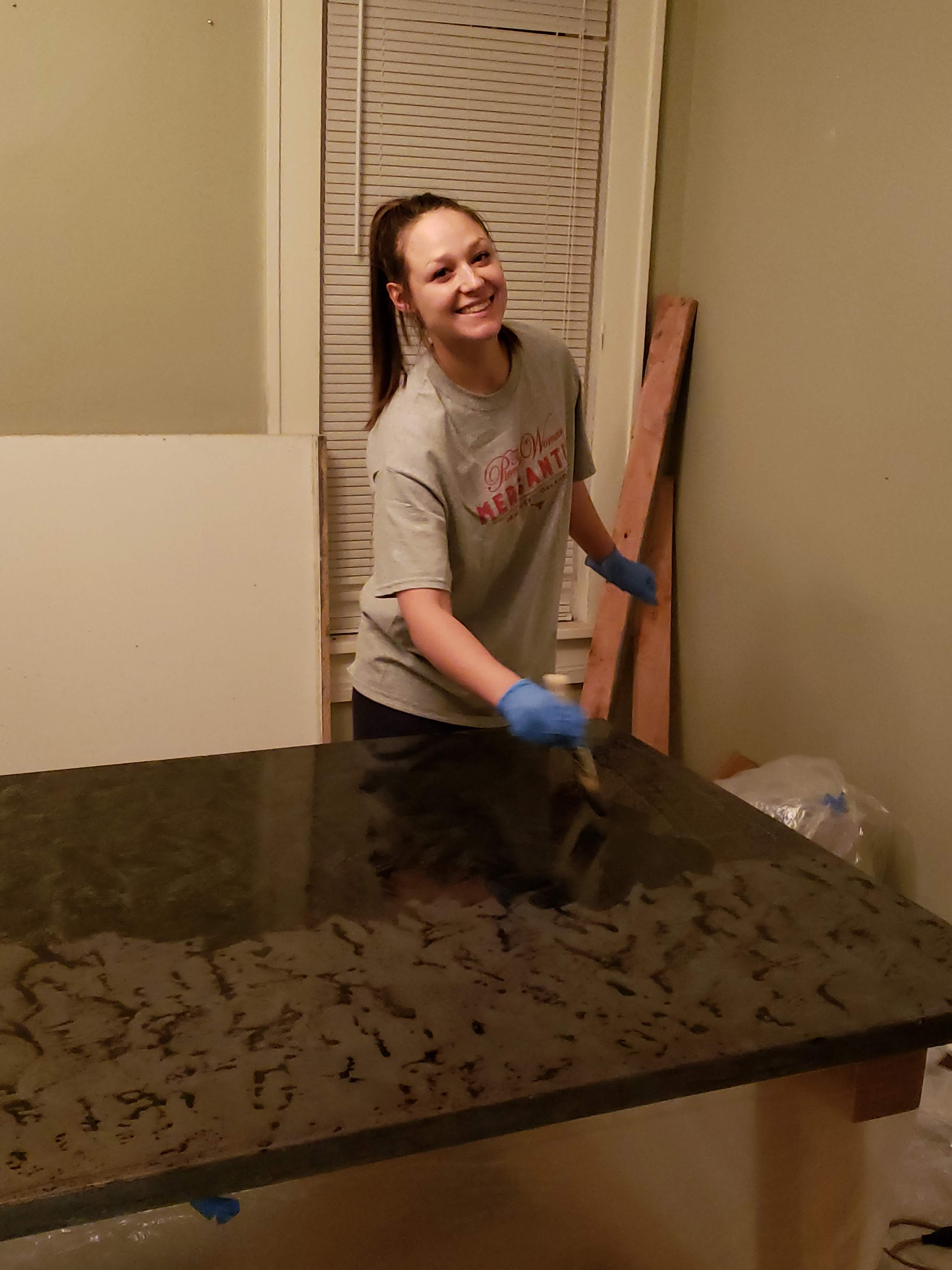 Concrete Table Top Dye Application